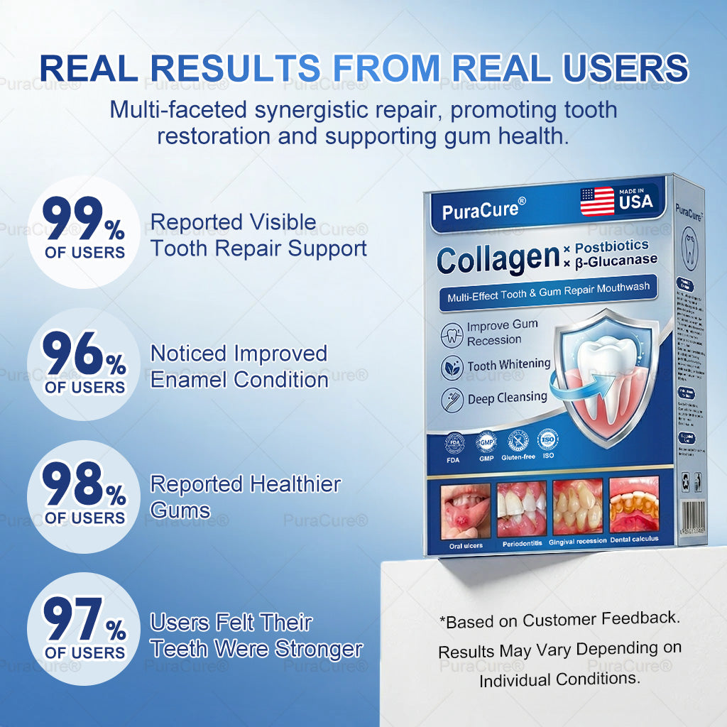 🦷PuraCure® Multi-Action Tooth & Gum Repair Mouthwash  | Collagen × Postbiotics × β-Glucanase
